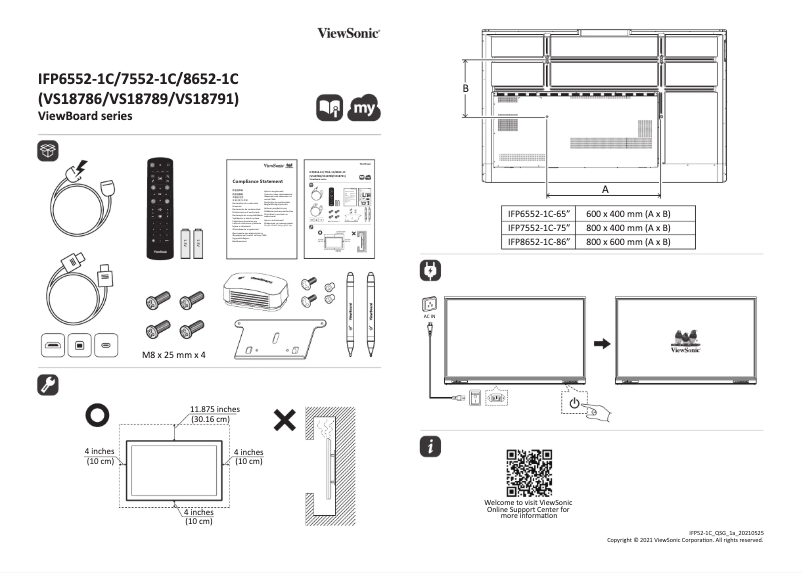 Página 1 del manual Guía de inicio rápido Viewsonic ViewBoard 6552-1C