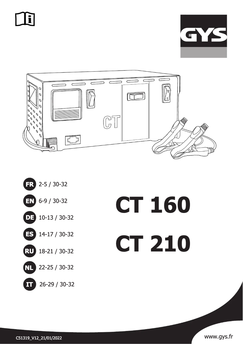 Page 1 of the manual User Manual GYS CT 210