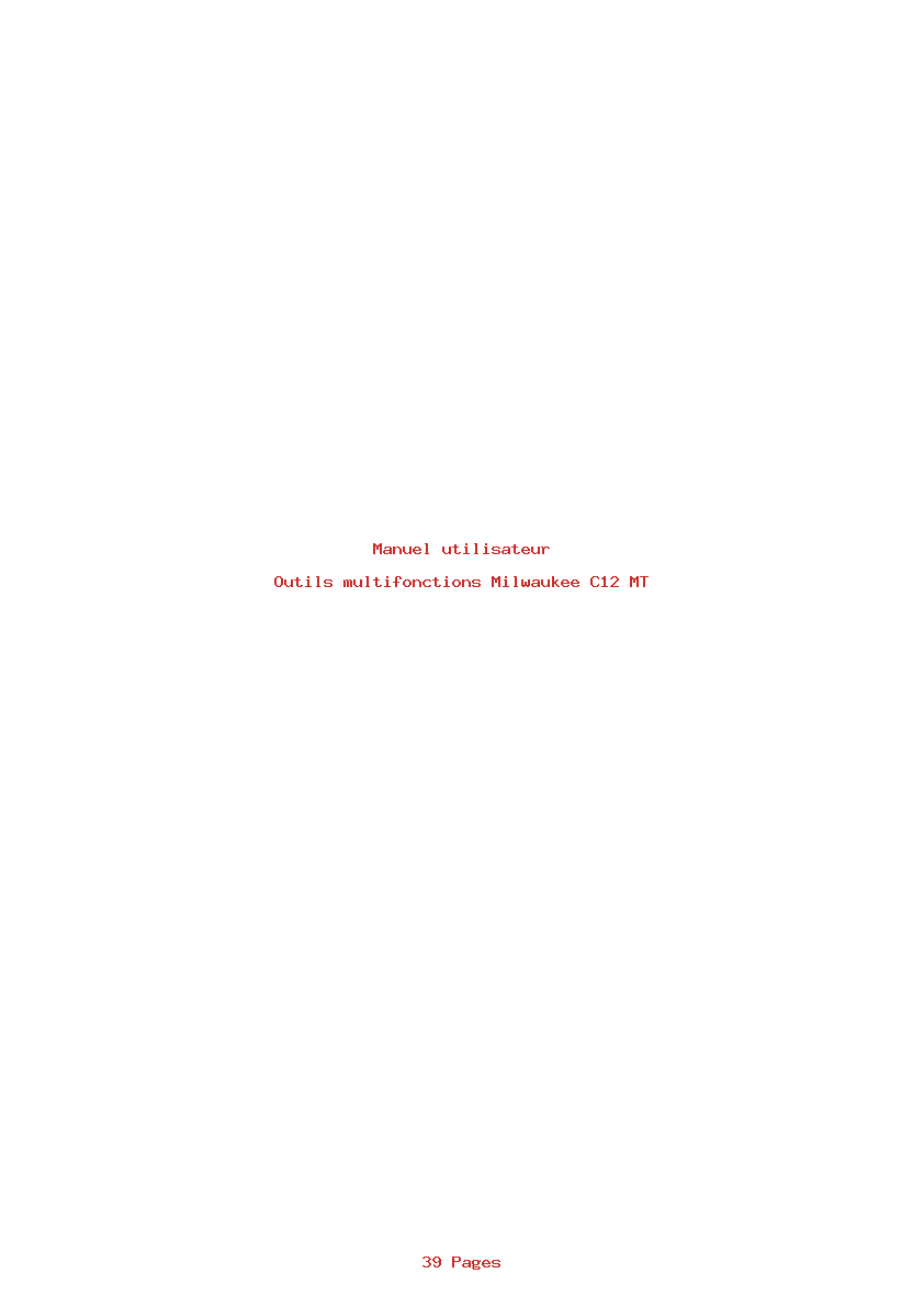 Page 1 de la notice Manuel utilisateur Milwaukee C12 MT