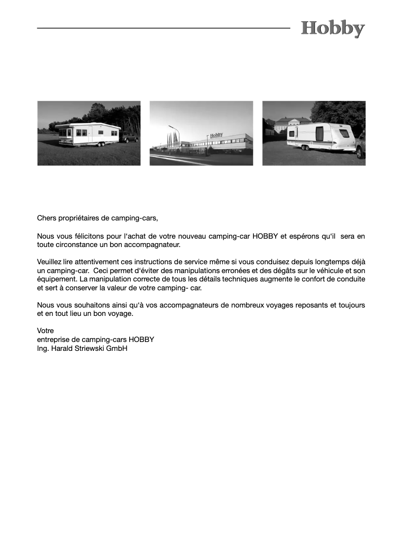 Page 1 de la notice Manuel utilisateur Hobby 2008