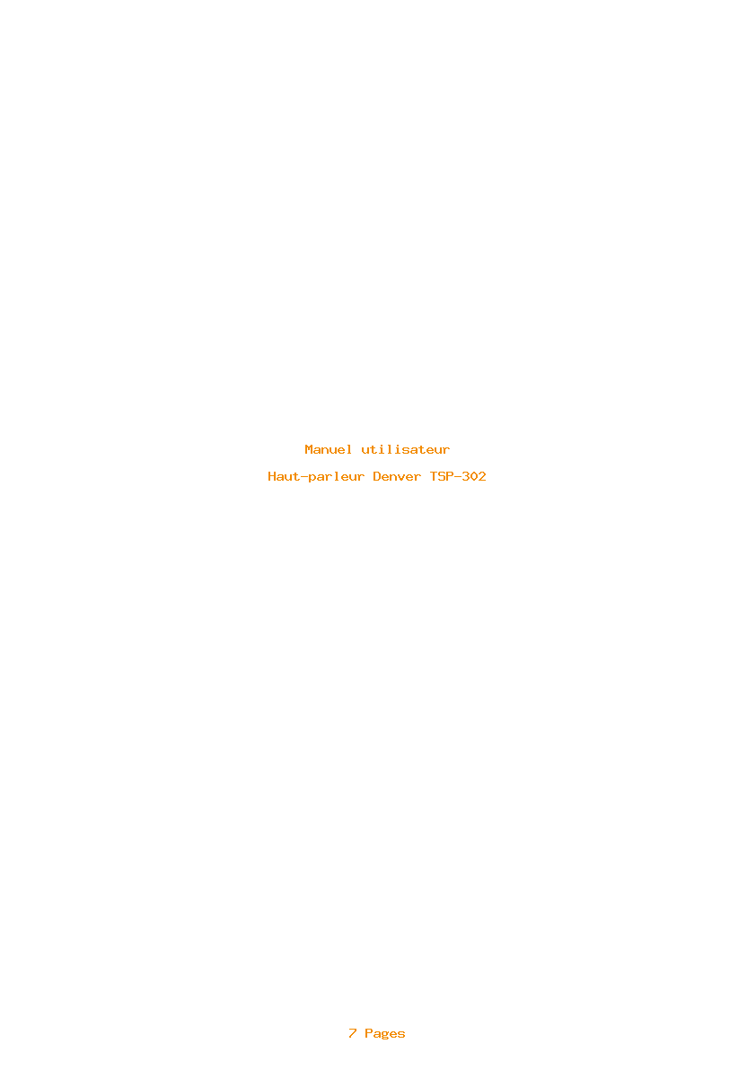Page 1 de la notice Manuel utilisateur Denver TSP-302