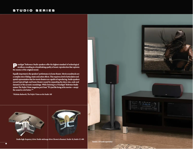 Page 1 de la notice Fiche technique Paradigm Studio 100 v5