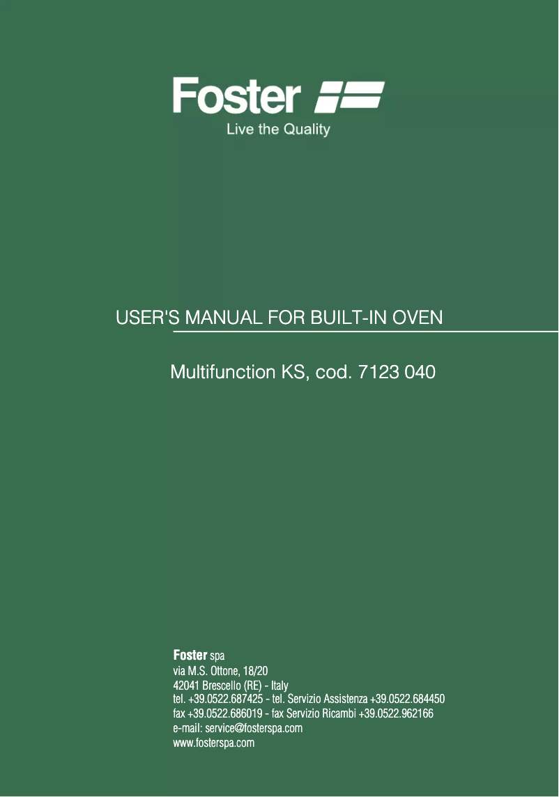 Página 1 del manual Manual de usuario Foster KS multifunzione PP 60x46