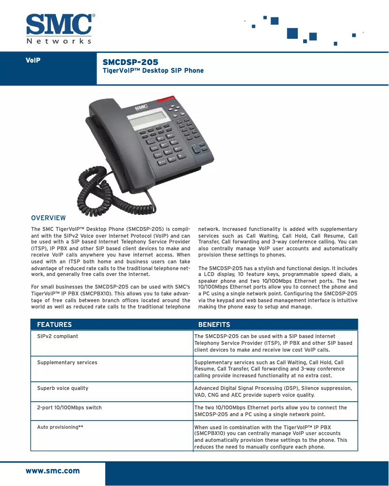 Image de la première page du manuel de l'appareil DSP-205