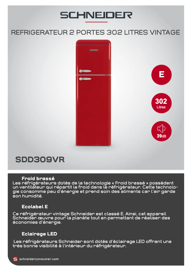Page 1 de la notice Fiche technique Schneider SCDD309VR