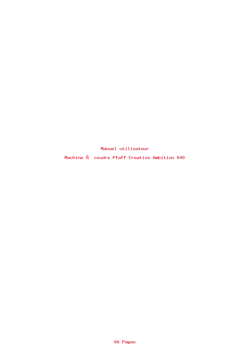 Page 1 de la notice Manuel utilisateur Pfaff Creative Ambition 640