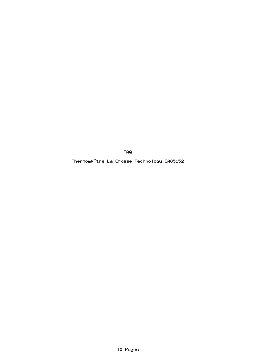 Page 1 de la notice FAQ La Crosse Technology CA85152