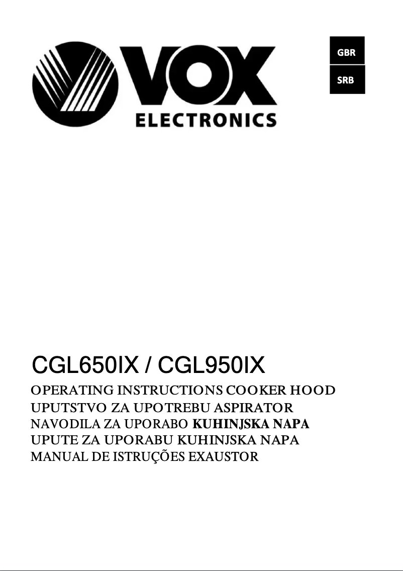 Página 1 del manual Manual de usuario VOX CGL 950 IX