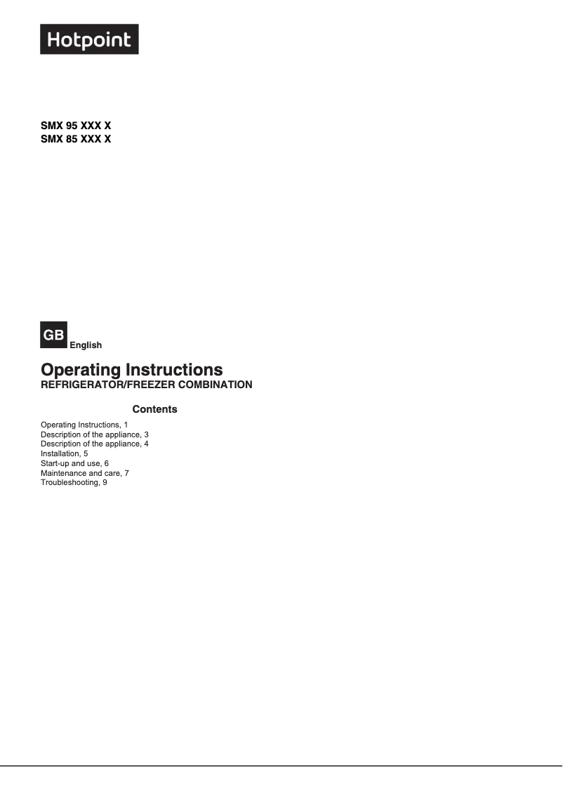 Página 1 del manual Manual de usuario Hotpoint SMX 85 T1U W