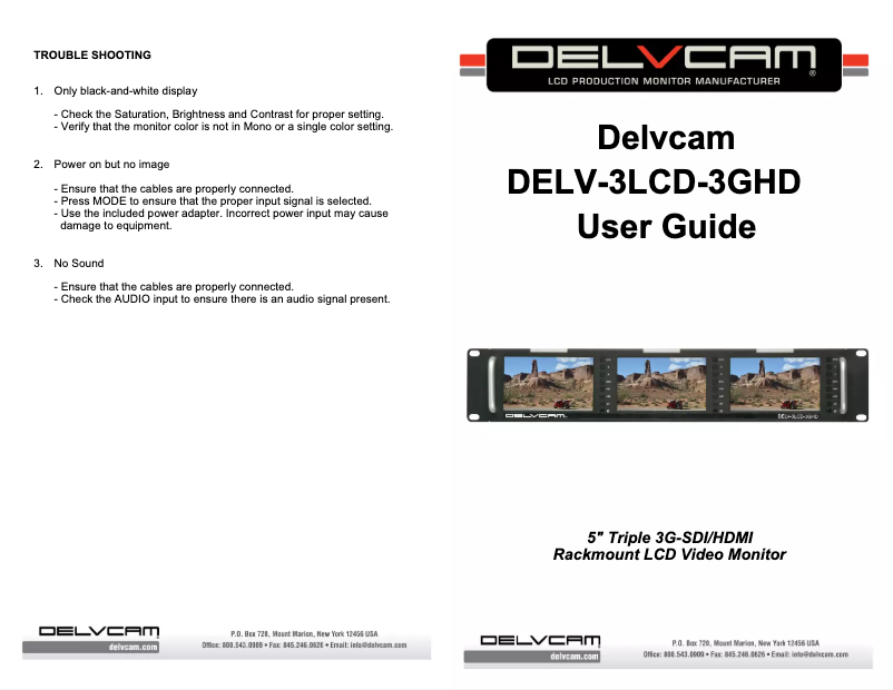 Page 1 de la notice Manuel utilisateur Delvcam DELV-3LCD-3GHD