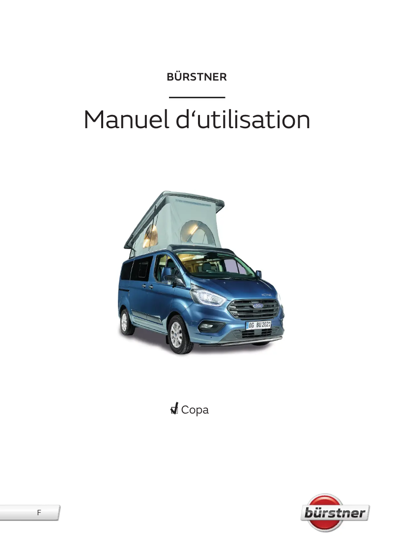 Page 1 de la notice Manuel utilisateur Bürstner Copa (2021)