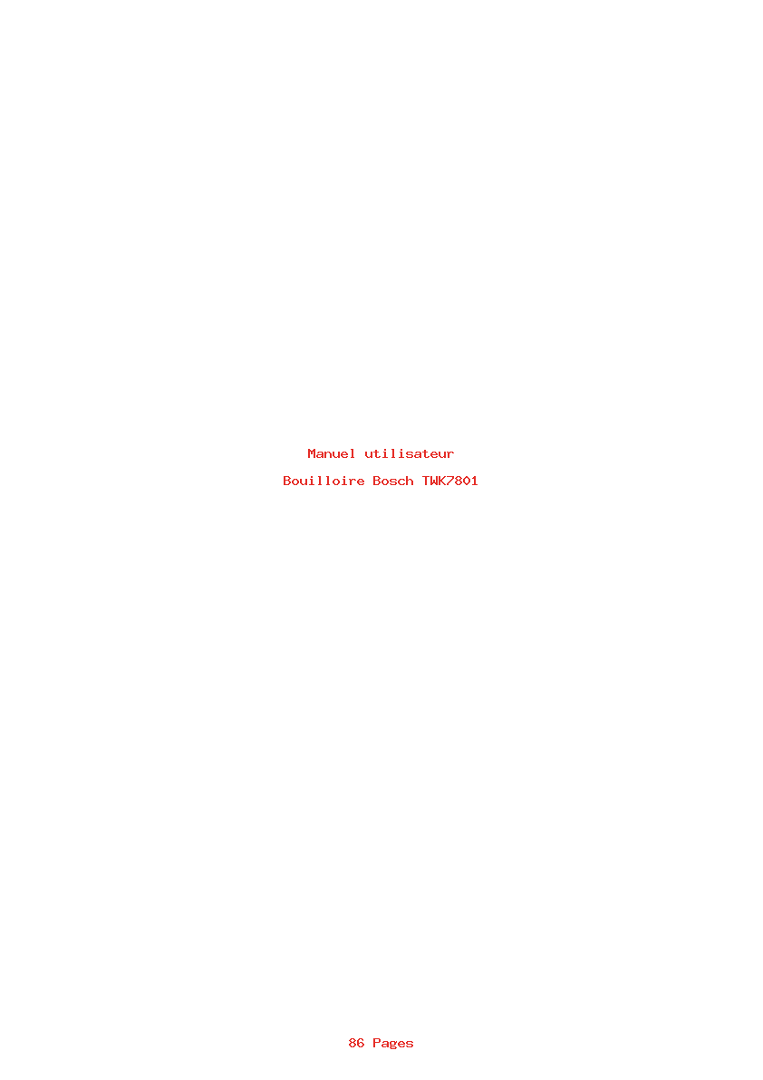 Page 1 de la notice Manuel utilisateur Bosch TWK7801