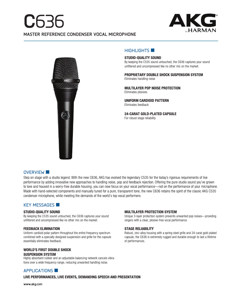 Page 1 de la notice Fiche technique AKG C636