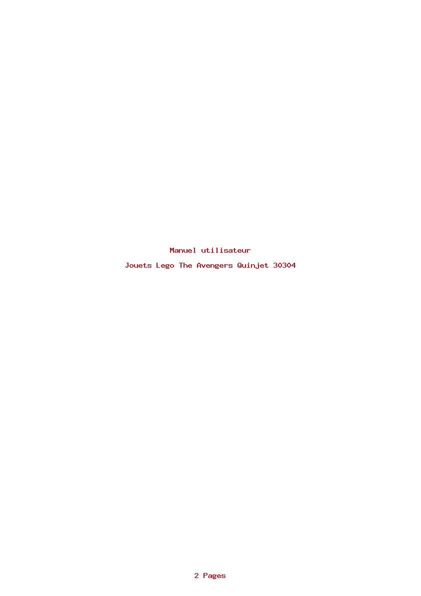 Page 1 de la notice Manuel utilisateur Lego The Avengers Quinjet 30304