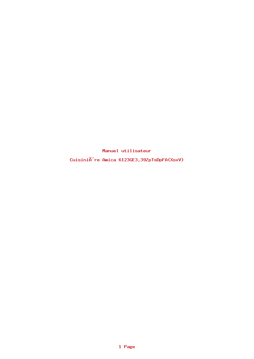 Page 1 de la notice Manuel utilisateur Amica 6123GE3.39ZpTsDpFA(XsxV)