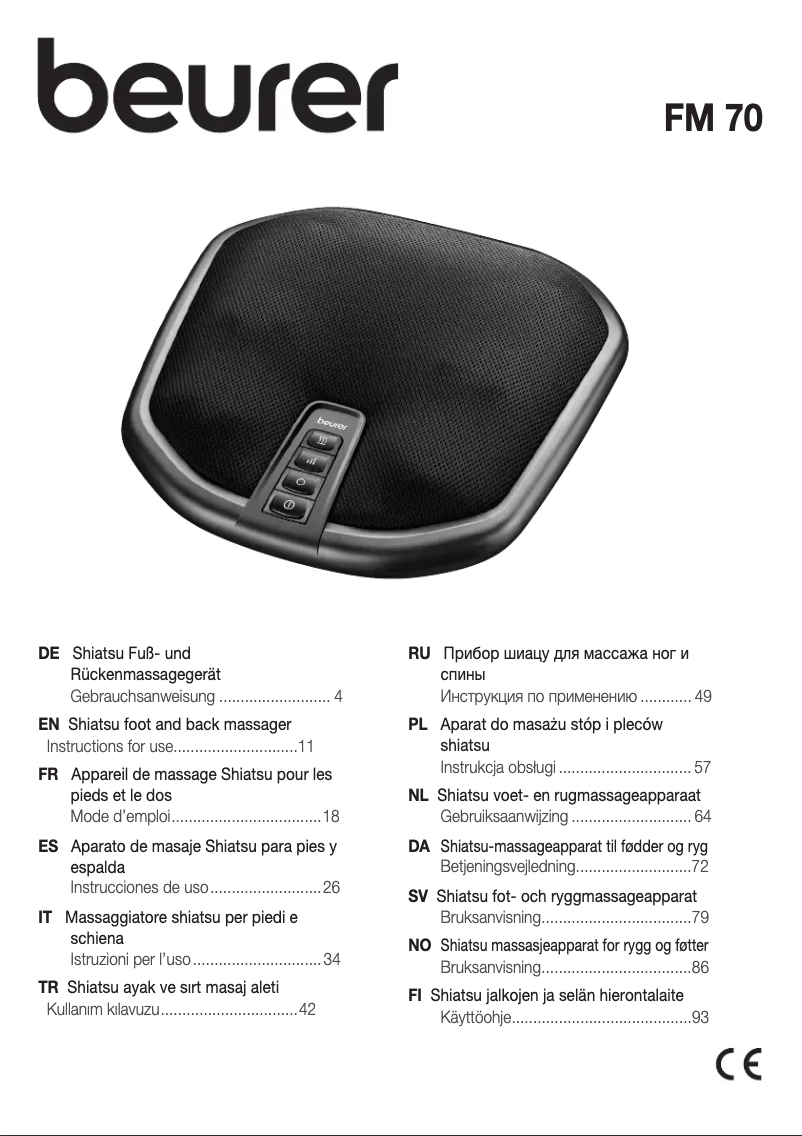 Page 1 de la notice Manuel utilisateur Beurer FM 70
