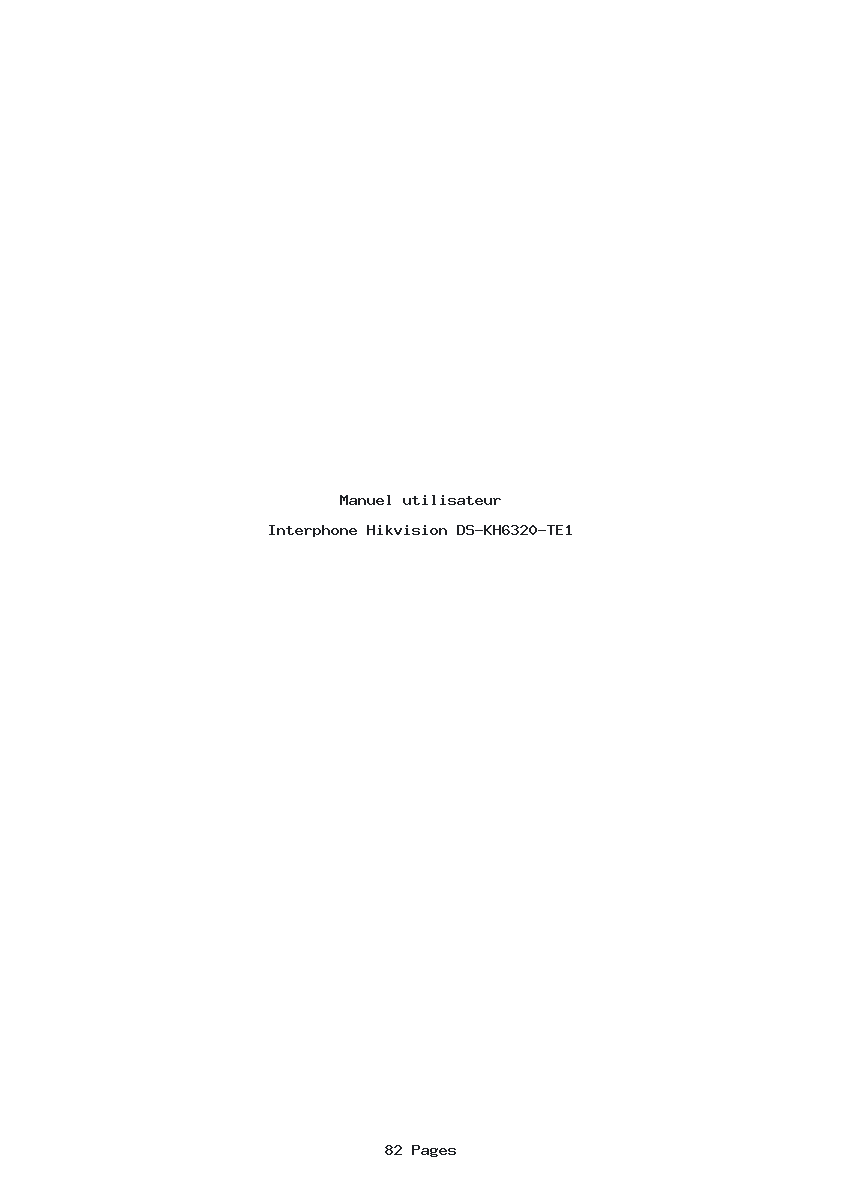 Page 1 de la notice Manuel utilisateur Hikvision DS-KH6320-TE1
