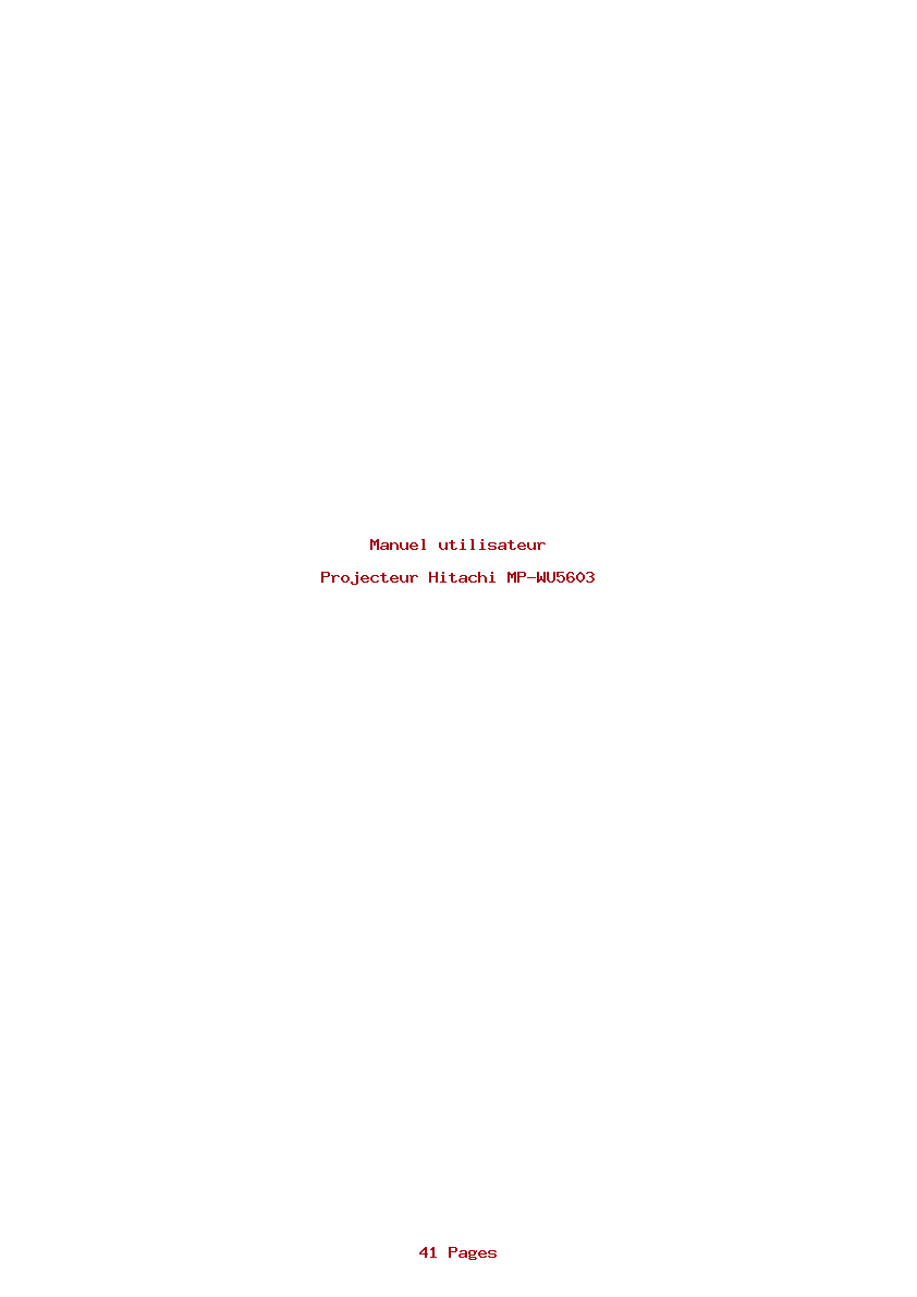 Page 1 de la notice Manuel utilisateur Hitachi MP-WU5603