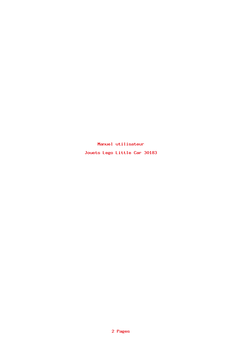Page 1 de la notice Manuel utilisateur Lego Little Car 30183