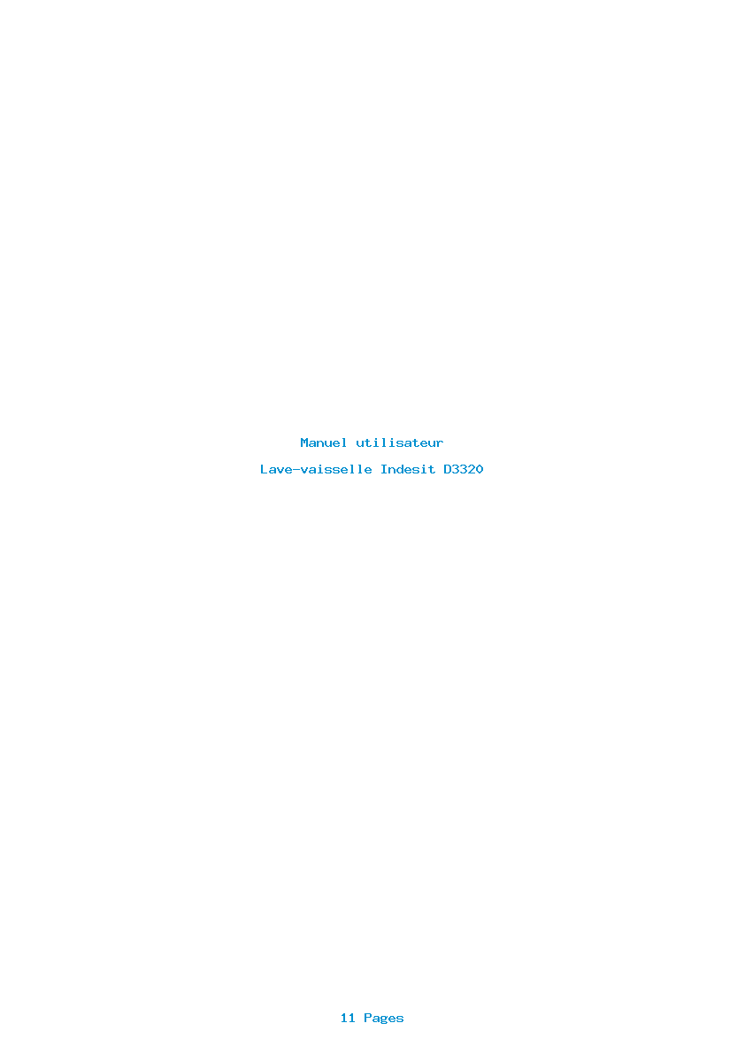 Page 1 de la notice Manuel utilisateur Indesit D3320