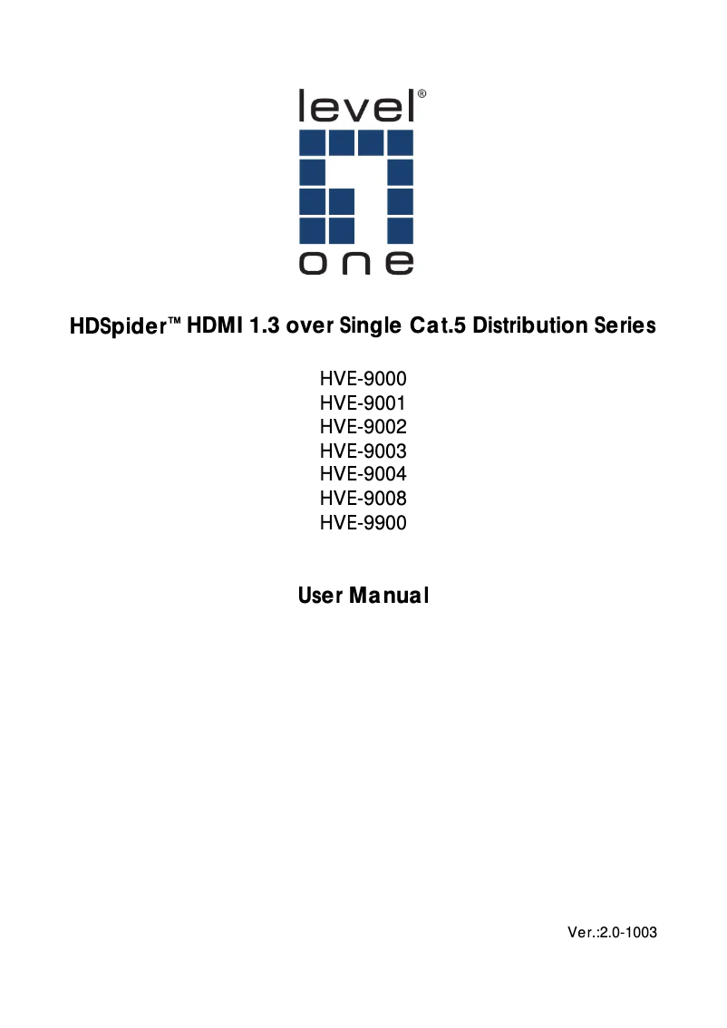 Page 1 of the manual User Manual LevelOne HVE-9003