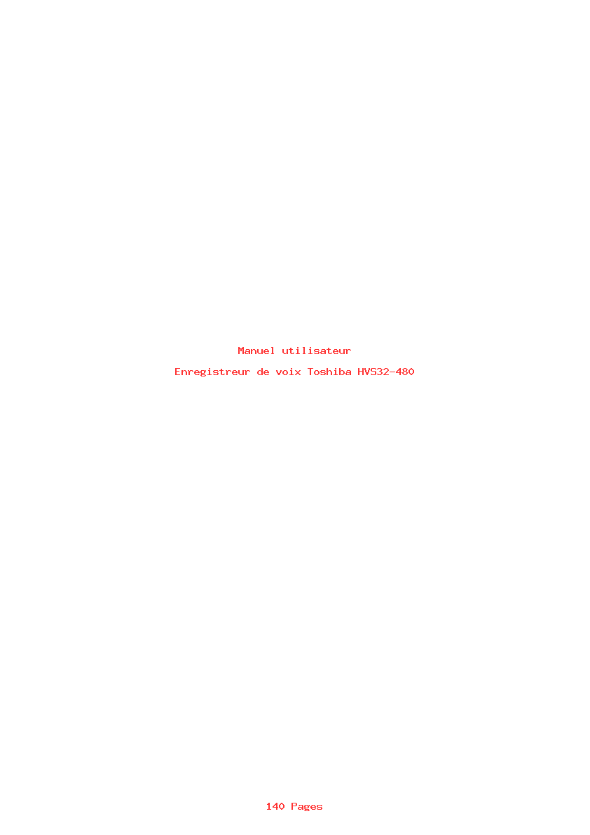 Page 1 de la notice Manuel utilisateur Toshiba HVS32-480