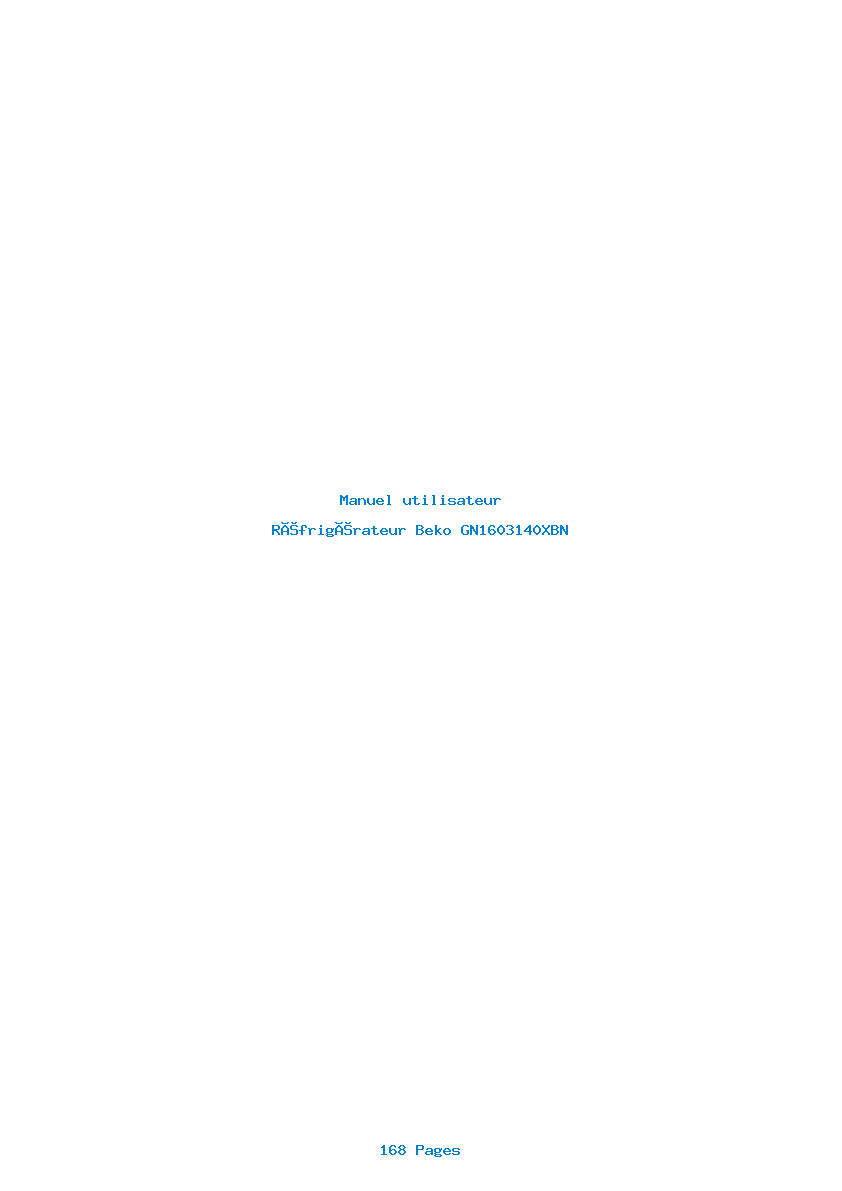 Page 1 de la notice Manuel utilisateur Beko GN1603140XBN