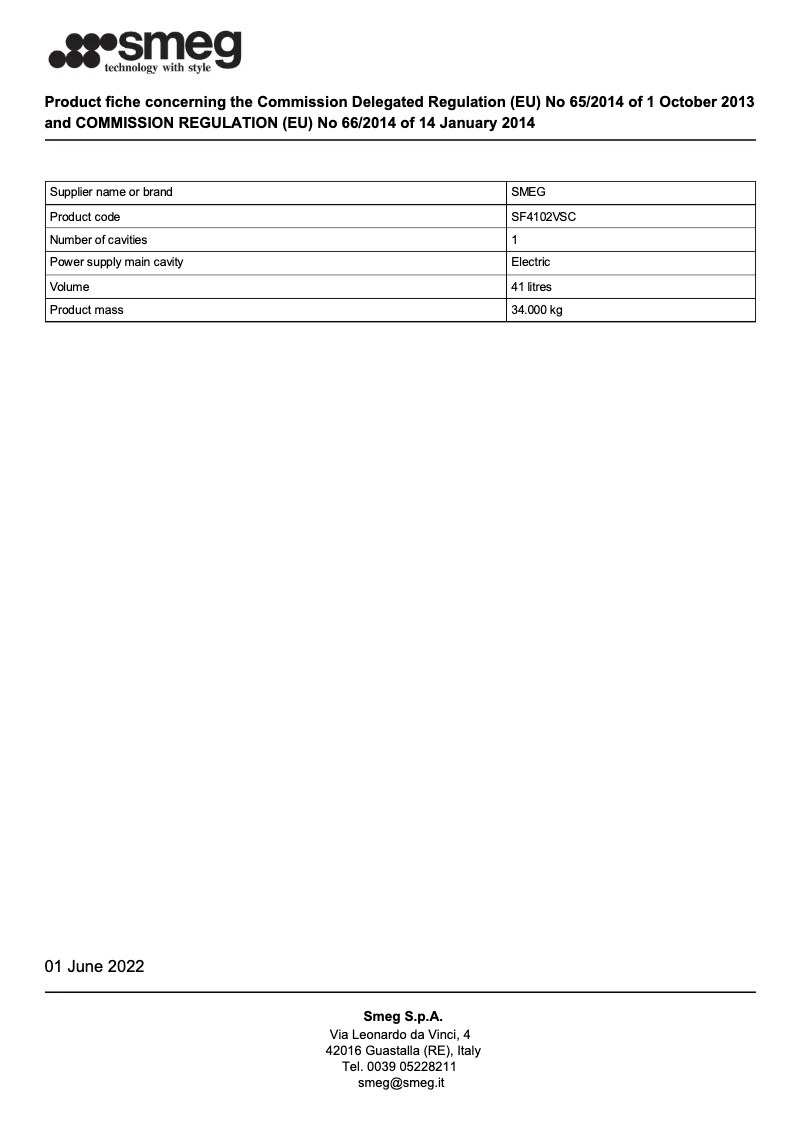 Página 1 del manual Folleto Smeg SF4102VSC