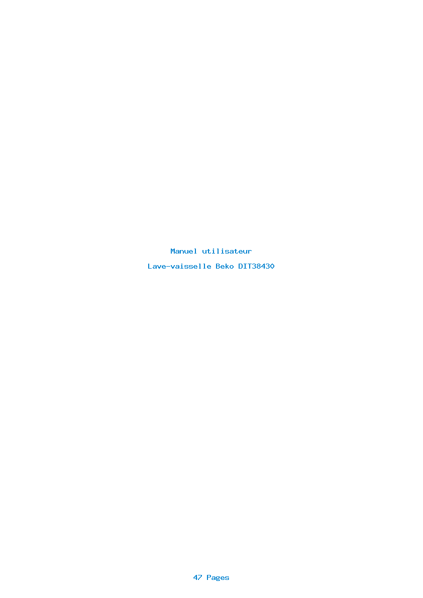 Page 1 de la notice Manuel utilisateur Beko DIT38430
