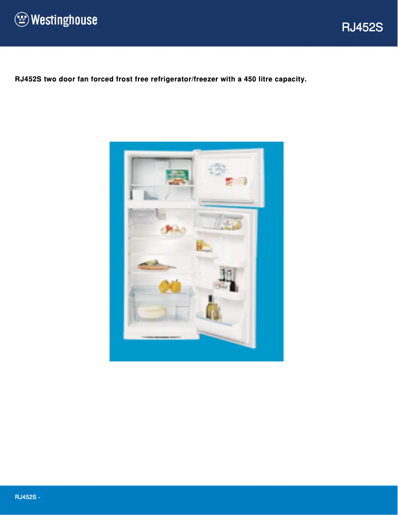 Page 1 de la notice Manuel utilisateur Westinghouse RJ452S