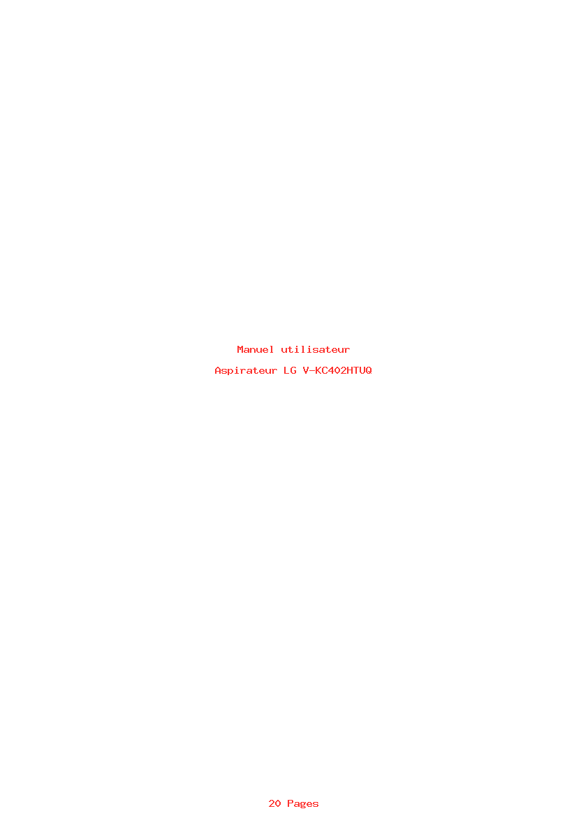 Page 1 de la notice Manuel utilisateur LG V-KC402HTUQ