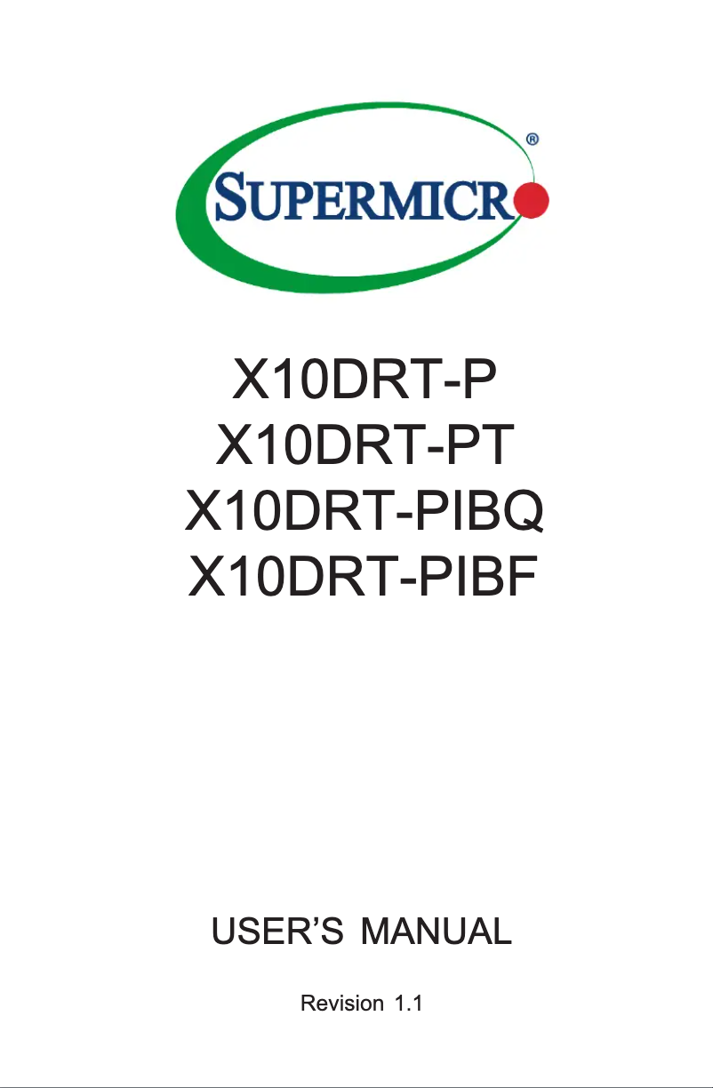 Page 1 de la notice Manuel utilisateur Supermicro X10DRT-P