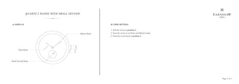 Page 1 de la notice Manuel utilisateur Earnshaw Lady Australis ES-8098-01