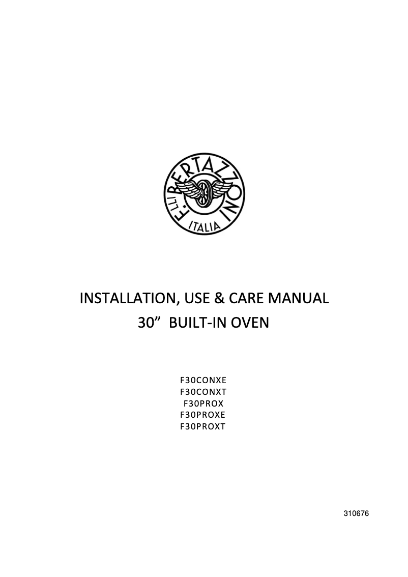 Page 1 de la notice Manuel utilisateur Bertazzoni F30PROXE