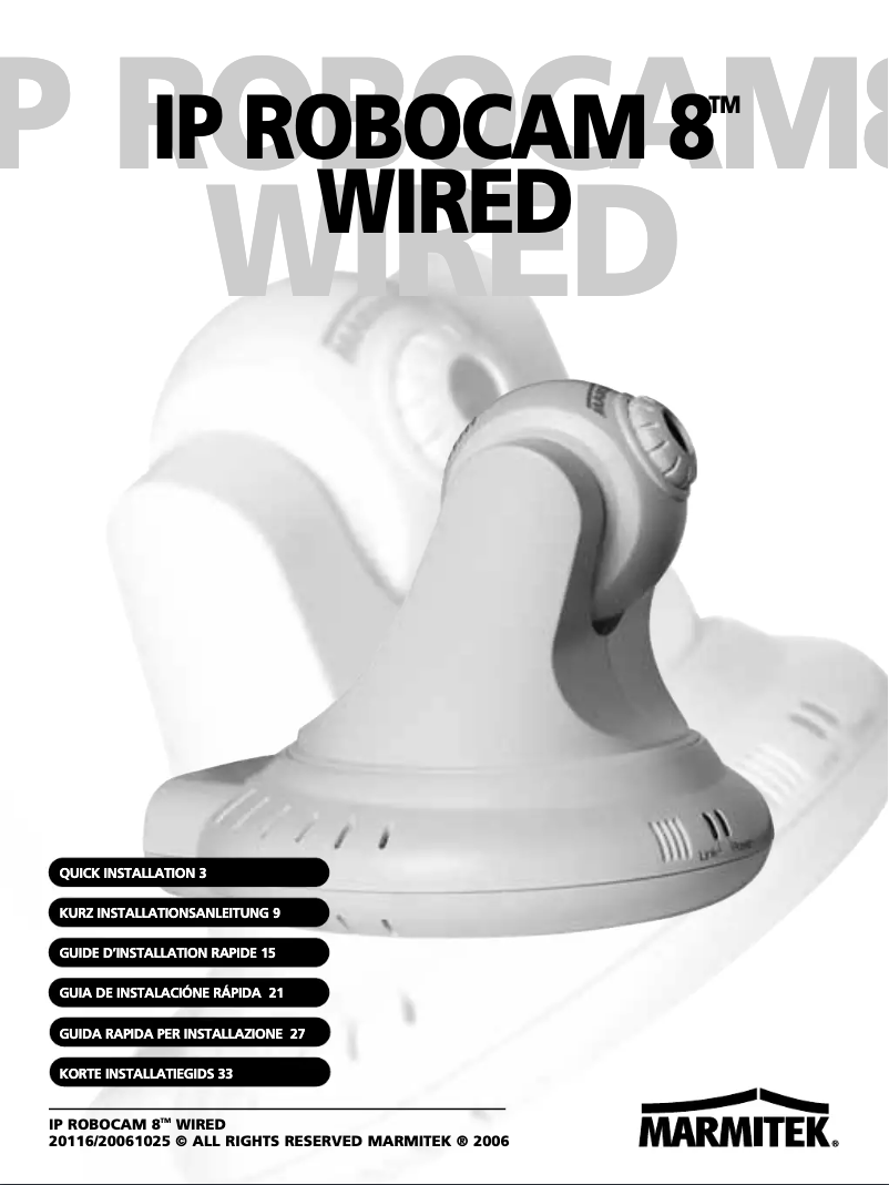 Page 1 de la notice Manuel utilisateur Marmitek IP RoboCam 8
