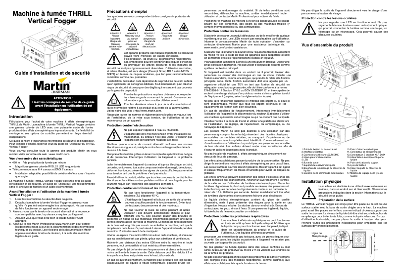Page 1 de la notice Guide d'installation Martin Thrill Vertical Fogger