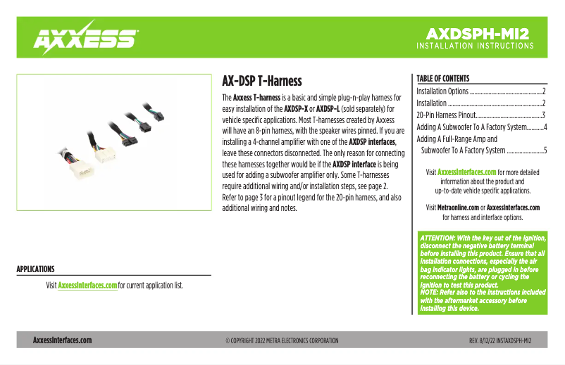 Page 1 de la notice Manuel utilisateur AXESS AXDSPH-MI2