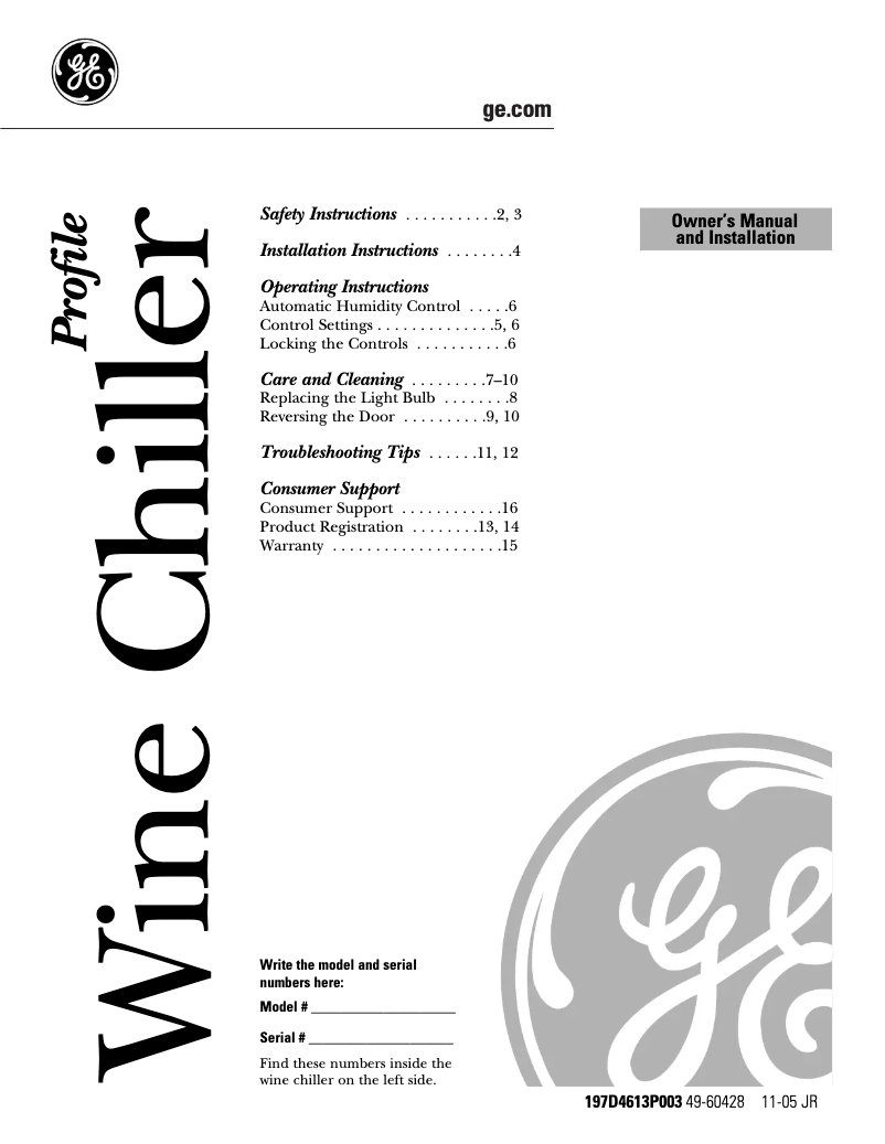 Page n°1 - Guide d'installation GE Profile PWR04FANBB