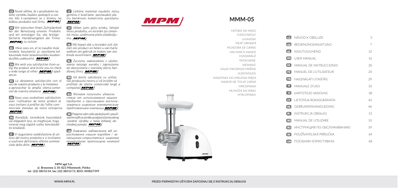 Page 1 de la notice Manuel utilisateur MPM MMM-05