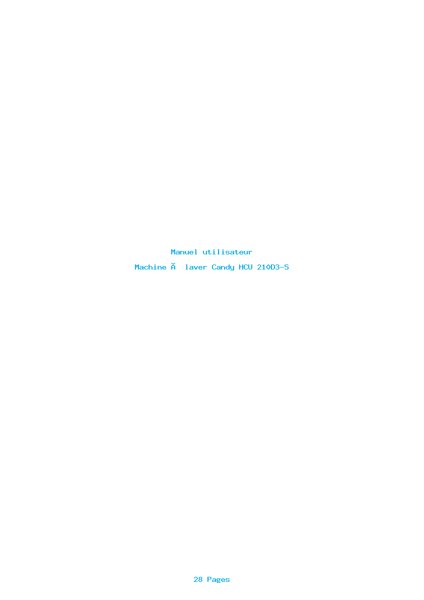 Page 1 de la notice Manuel utilisateur Candy HCU 210D3-S