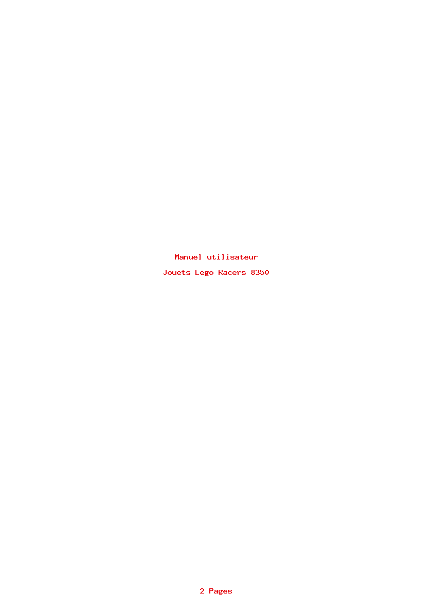 Page 1 de la notice Manuel utilisateur Lego Racers 8350