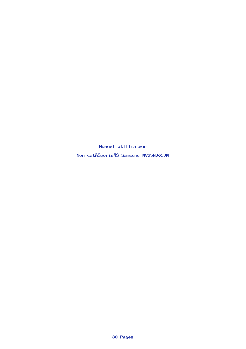 Page 1 de la notice Manuel utilisateur Samsung NV25NJ0SJM