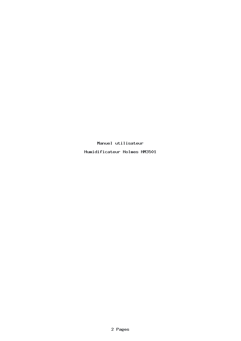 Page 1 de la notice Manuel utilisateur Holmes HM3501