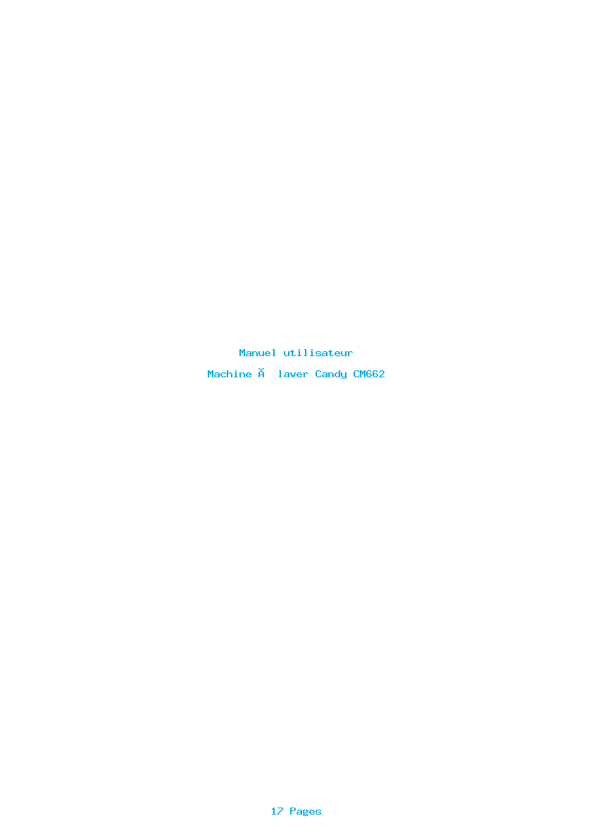 Page 1 de la notice Manuel utilisateur Candy CM662