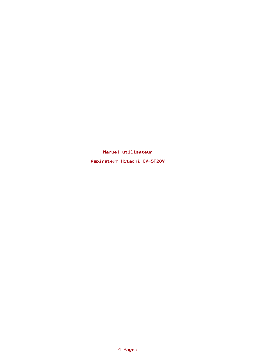 Page 1 de la notice Manuel utilisateur Hitachi CV-SP20V