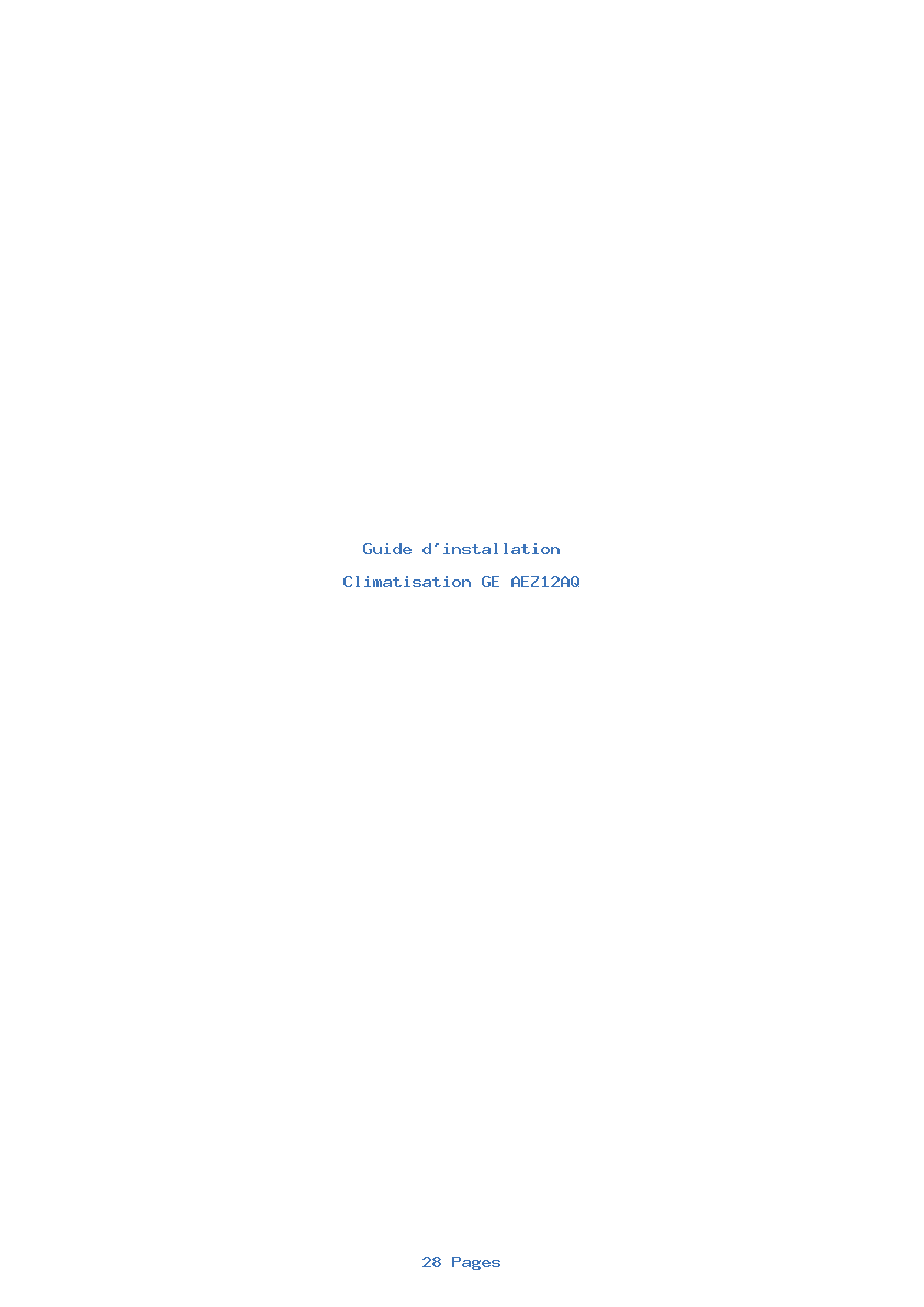 Page 1 de la notice Guide d'installation GE AEZ12AQ