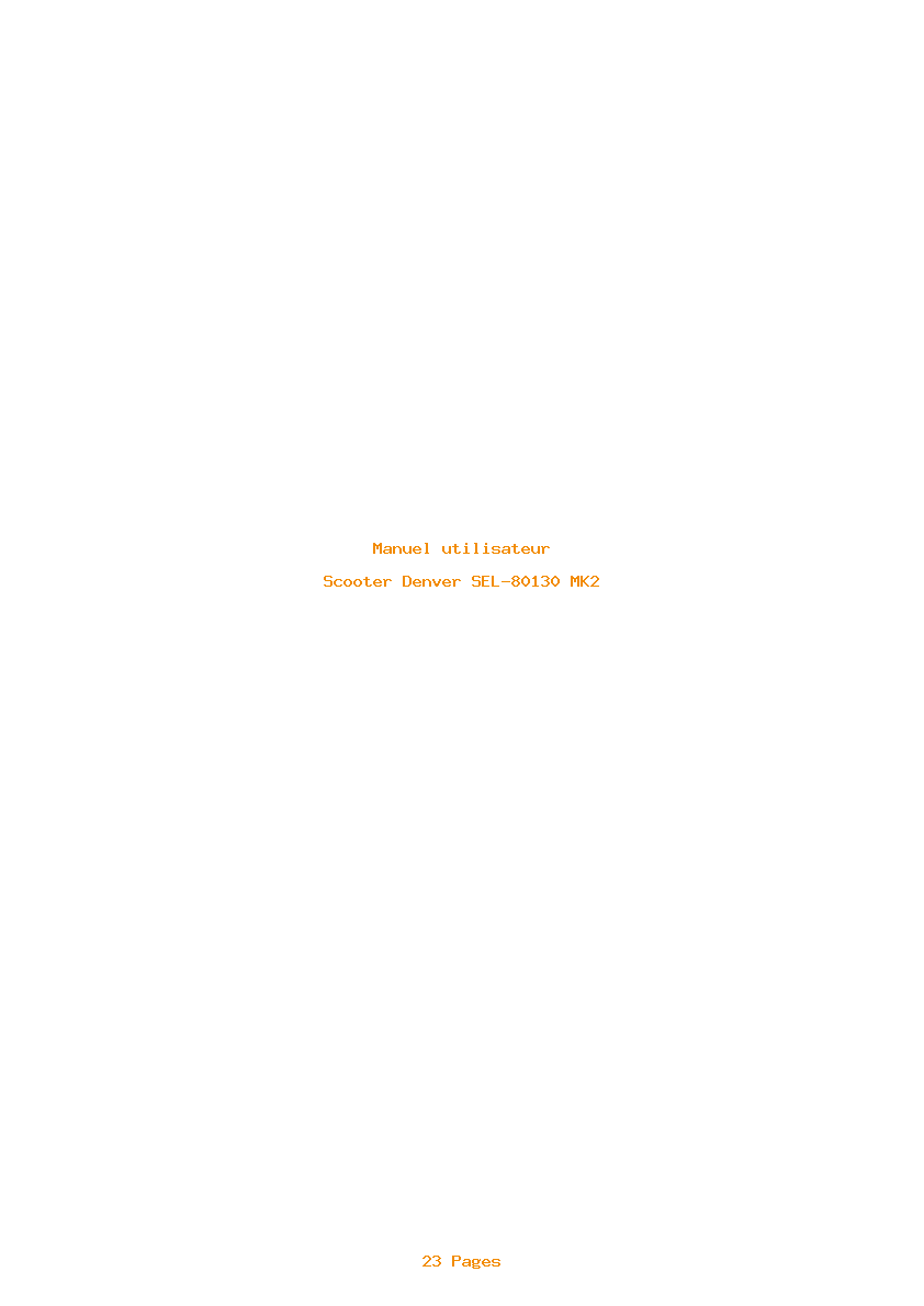Page 1 de la notice Manuel utilisateur Denver SEL-80130 MK2