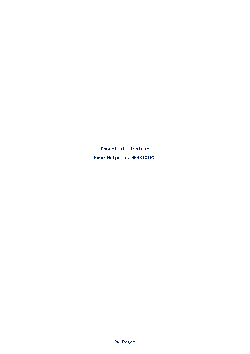 Page 1 de la notice Manuel utilisateur Hotpoint SE48101PX