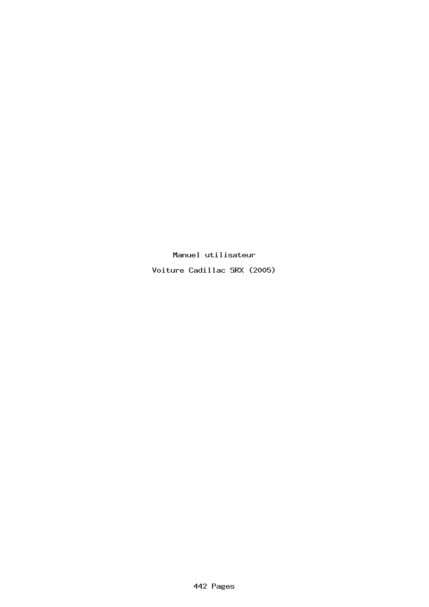 Page 1 de la notice Manuel utilisateur Cadillac SRX (2005)