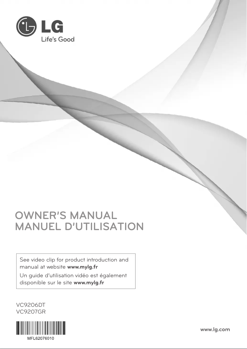 Page 1 de la notice Manuel utilisateur LG VC9207GR